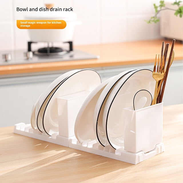 EARKITY Deals Dish Drying Rack, Space Saving Plate Organizers Holders Racks for Cabinet and Cupboard, Collapsible Dish Strainer with Cutlery Holder, Pot Lid Organizers for Kitchen Countertop