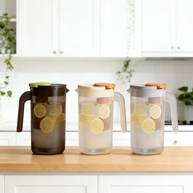 Fufafayo 3Pcs Large-Capacity Water Pitcher, 2200ML High-Temperature Jug, Refrigerator Beverage Bucket, Plastic Fruit Tea Pitcher for Summer Drinks Kitchen Dining Room