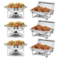 thumbnail image 1 of Kojooin Ensemble de 2/4/6 Plats à Réchaud pour Buffet, Ensemble de Réchauds Rectangulaires de 8 Qt et Ronds de 5 Qt en Acier Inoxydable avec Couvercle, Poêle pour Aliments et Eau et Support à Carburant pour Événements, 1 of 9