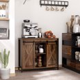 thumbnail image 2 of HOMCOM Industrial Sideboard Buffet Cabinet with Barn Doors Rustic Brown, 2 of 10