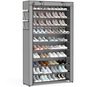 10 Rack de chaussures de niveau avec couverture, plateau de chaussures grande capacité, armoire de rangement de chaussures Organisateur tenir 40-50 paires de chaussures, pour les sneakers, talons hauts