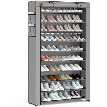 Étagère à Chaussures à 10 Niveaux avec Couvercle, Grande Capacité Étagère Haute pour Chaussures, Armoire de Rangement pour Chaussures Organisateur Pouvant Contenir 40-50 Paires de Chaussures, pour Espadrilles, Talons Hauts