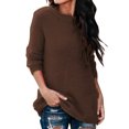 thumbnail image 1 of LUXUR Women Crew Neck Pullover Plain Work Tunic Blouse Brown XL, 1 of 2