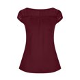 thumbnail image 4 of Mikilon Womens Stylish Outfit 2 Piece Set Printed Short Sleeve Lace Patchwork Crew Neck Top Chic Comfortable Short Sleeve Crew Neck Top/Shirt Set Red S, 4 of 5