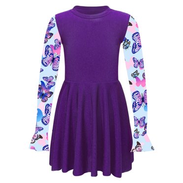 Doomiva Maillot de Bain une Pièce pour Filles, Maillot Dermoprotecteur à Manches Longues, Maillot de Bain, Costume de Natation pour Enfants, Été, Plage, Violet 16