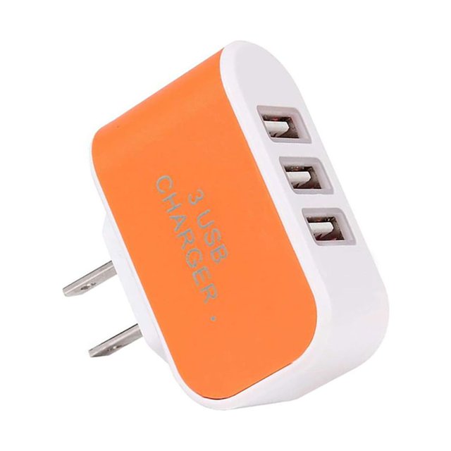 Universal Candy Color 3 USB ; Wall Multi-Port Wall Charger US Plug Wall Adapter Cube Block AC 110-220V 5V