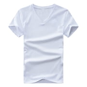 AherBiu Plus Taille Hommes T Chemises Coton manches courtes Chemise V Col léger Casual Summer Soft Tee Chemise