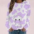 thumbnail image 2 of CEHVOM Womens Shirts Round-Neck Print Long Sleeve Tops Printed Regular Blouse Clearance, 2 of 5
