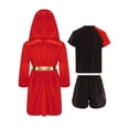 thumbnail image 2 of TiaoBug Kids Boys Boxing Uniform Set 3 Pcs Long Sleeve Open Front Hooded Cloak Robe with T-shirt and Shorts Red 16, 2 of 5