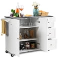 thumbnail image 2 of Costway Kitchen Island 2-Door Storage Cabinet Stainless Steel Top w/Drawers & Spice Rack, 2 of 10