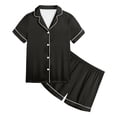 thumbnail image 2 of WEIYLL Ensemble de Pyjama pour Filles Été Couleur Unie Manches Courtes Col Rabattu en Soie Bouton Classique 2 Pcs 2-3 Ans, 2 of 5