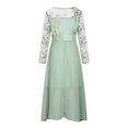 thumbnail image 5 of WTXUE Robe à Manches Longues, Robe Longue en Mousseline Patchwork à Col en V Ajourée pour Femme, Robes de Soirée Demoiselle d'Honneur Robe Décontractée, Robe en Tulle Femme, Robe en Maille, Robe Verte, 3# Vert m, 5 of 5