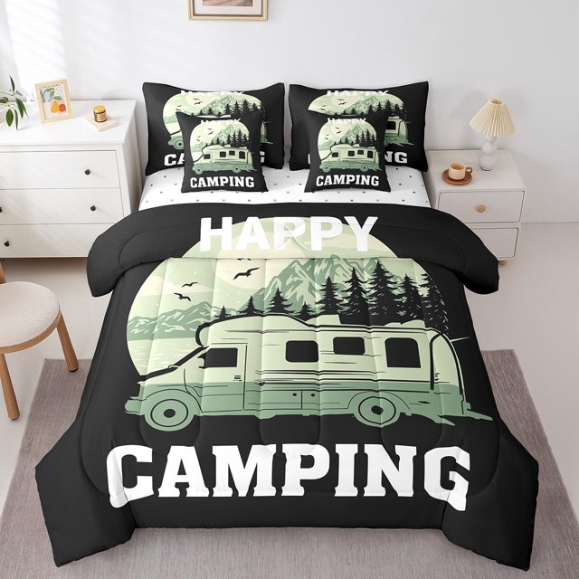 YST Ensemble de Douillette Happy Camping, Format Double, 7 Pcs, Lit en Sac, Enfants et Adultes