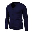 thumbnail image 4 of Mens Button Solid V Neck Slim Fit Warm Sweater Cardigan Coat, 4 of 5