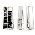 thumbnail image 2 of Costway 360degree Rotatable Jewelry Cabinet 2-in-1 Lockable Mirrored Organizer White, 2 of 10