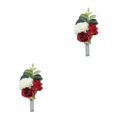 thumbnail image 2 of mmirethe 5 Pcs/Ensemble Tenue de Corsage de Poignet Réutilisable pour Tout Événement Spécial Boutonnière de Bal Sans Odeur Rouge Artificiel 2Ensemble, 2 of 6