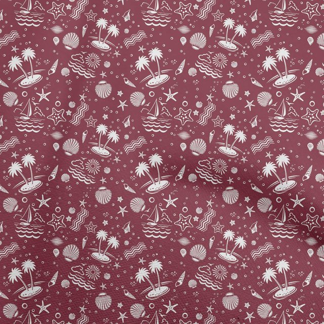 oneOone Rayon Maroon Fabric Beach Sewing Craft Projects Fabric Prints By Yard 56 Inch Wide