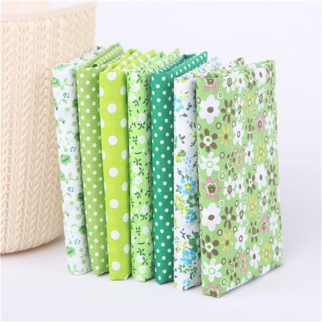 WIFKLSIIPG Cotton Crafts Fabric Bundle Patchwork Squares Quilting Sewing Patchwork DIY 7PCS(Green)