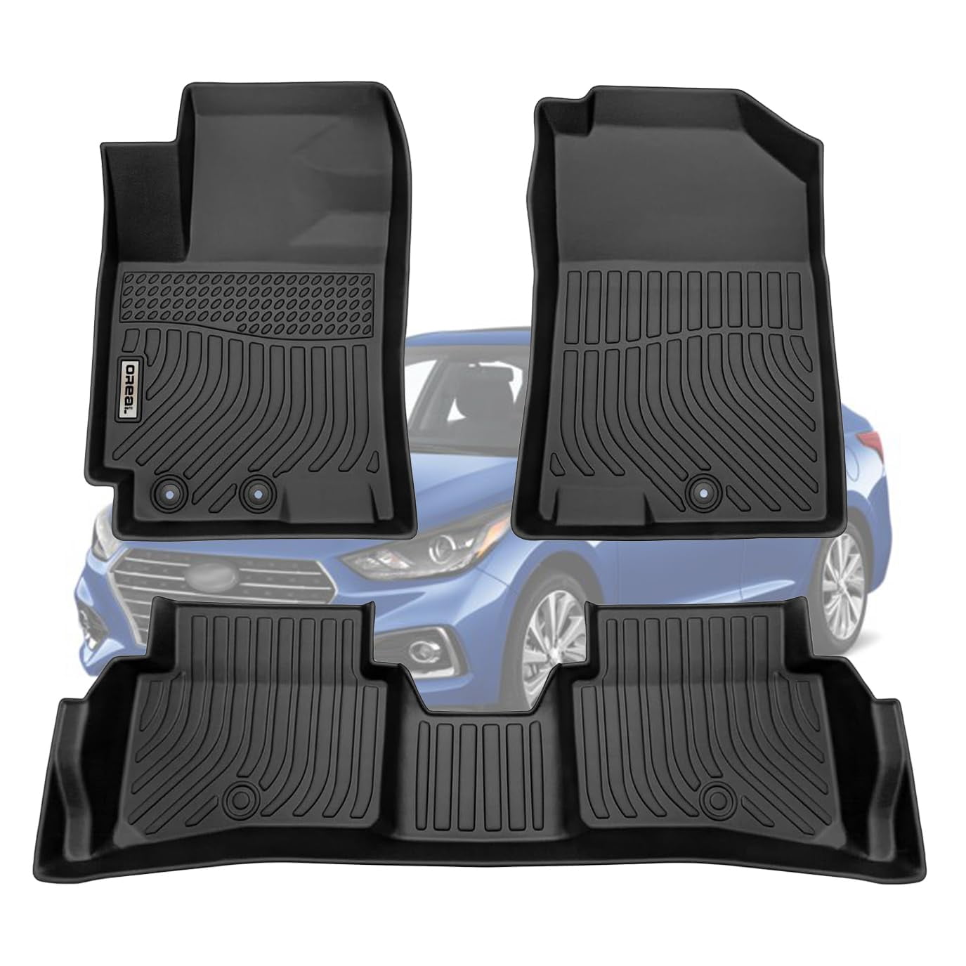 orealtrend Car Mats Replacement for Floor Liners Accent 2018-2023 Heavy Duty All Weather Guard Black Front and Rear Car Carpet-Custom Fit-Tough/Durable/Odorless