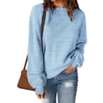 thumbnail image 2 of Chandail d'Automne pour Femmes Chandail Ample d'Automne pour Femmes Chandail Tendance à Col Rond Manches Longues Chandails en Tricot Hauts S-46 Bleu Pâle m, 2 of 6