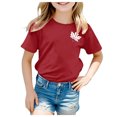thumbnail image 1 of PMVFHDE Hauts Basiques pour Fille T-Shirts pour Fille T-Shirts Graphiques Filles T-Shirts pour Fille T-Shirts pour Filles Jolis Hauts d'Été pour Filles T-Shirt à Manches Courtes pour Filles T-Shirt d'Été à Col Rond Coupe T-Shirts Basiques Rouge, 8-9 Ans, 1 of 4