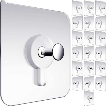 WIFKLSIIPG 20 Paquets Crochets Muraux Adhésifs pour Salle de Bain Cintres Muraux Sans Clous Crochets Muraux pour Suspendre (Transparent)