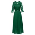 thumbnail image 4 of Meichang Robes Maxi en Mousseline pour Femmes, Ourlet Plissé Fluide, Tunique Décontractée en Dentelle, Manches 3/4, Col Ras du Cou, Robe d'Été Légère et Douce, Invitée de Mariage, Travail, 4 of 4