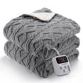 thumbnail image 1 of 62x84 Heated Throw Blanket with Thick Tufted Cable Pattern,10 Heat Levels&10Timer Settings,Electric Throw with Intelligent Temperature Control,Machine Washable,Fast Heating，Grey, 1 of 9