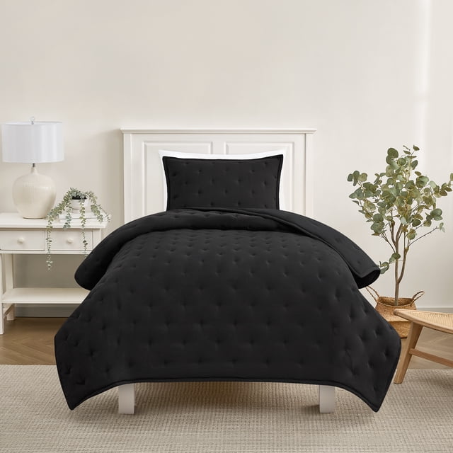 Ensemble de couette Mainstays format Simple/Simple XL, doux, léger et toutes saisons, 2 pièces, noir