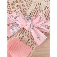 thumbnail image 4 of Faithtur 3Pcs Baby Girl Spring Outfits, Short Sleeve Cold Shoulder Romper + Flare Pants + Headband Set, 4 of 9