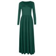 thumbnail image 4 of UKAP Ladies Dress Crew Neck Maxi Dresses Solid Color Swing Party Blackish Green L, 4 of 9