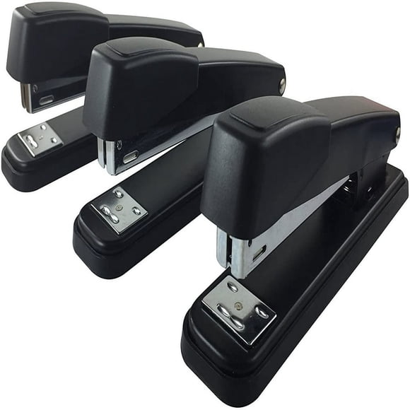 Estbridg Stapler with Staples Full Desk Size Black (3-Pack)