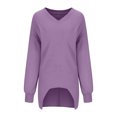 thumbnail image 4 of MeetoTime Women's Long Sleeve Tops Fall Casual Textured V-Neck Oversized Pullover Sweatshirt, 4 of 7