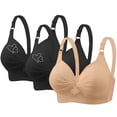 thumbnail image 2 of Bras for Women, 3PCS Womans Printing Gathered Together Large Size Daily Bra Underwear No Rims, 2 of 9