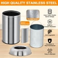 thumbnail image 3 of 13 Gallon Open Top Trash Can, 50 Liter Stainless Steel Rubbish Bin with Removable Inner Bucket, Commercial Round Waste Container for Home, Office, Kitchen, 3 of 8