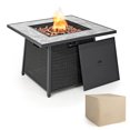 thumbnail image 1 of Costway Table de Foyer au Gaz Propane de 35 Pouces pour Patio en Rotin PE Osier avec Roches de Lave, Housse en PVC, 1 of 10
