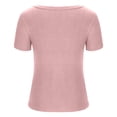 thumbnail image 4 of Timegard Hauts de Sortie pour Femmes Col Rond Confortables Coupe Ajustée Manches Courtes Couleur Unie Hauts Décontractés, 4 of 5