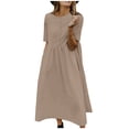 thumbnail image 2 of Jusqu'à 65 % de Rabais! Robes d'Été Mode pour Femmes 2024 Grande Taille Décontractées Unies à Manches Courtes Robes Boutonnées en Coton et Lin Robe Ample, 2 of 6