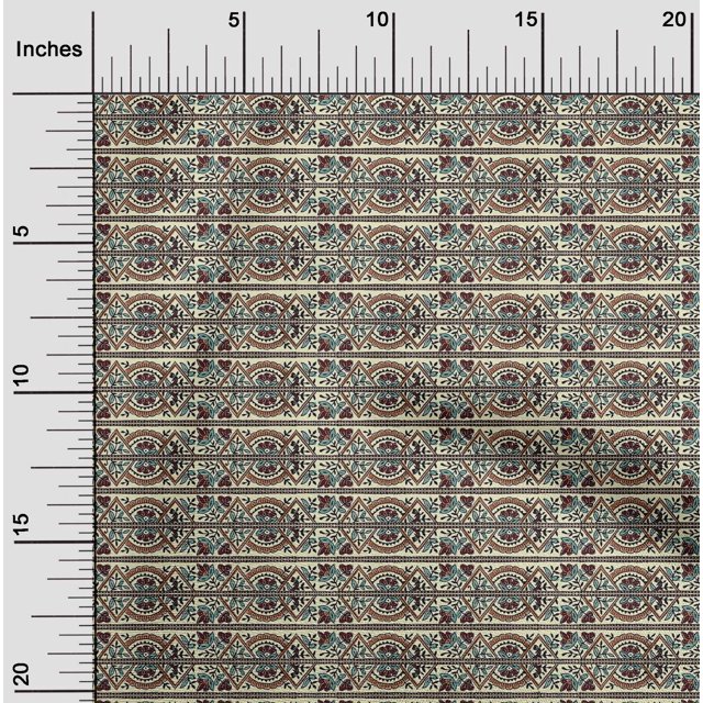 oneOone Cotton Flex Fabric Stripe|Leaves & Floral Block Printed Craft Fabric BTY 40 Inch Wide
