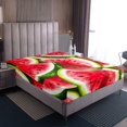 thumbnail image 3 of Erosebridal Watermelon Print Fitted Sheet Set Twin, 3D Fruit Theme Bed Set, 2pcs (No Top Sheet), 3 of 6