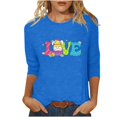 thumbnail image 2 of Xihbxyly Hauts Décontractés pour Femmes T-shirt à Col Rond Imprimé de Pâques à Manches 3/4 T-shirt à Col Rond Chandail à Enfiler Tendance à Petit Budget, 2 of 5