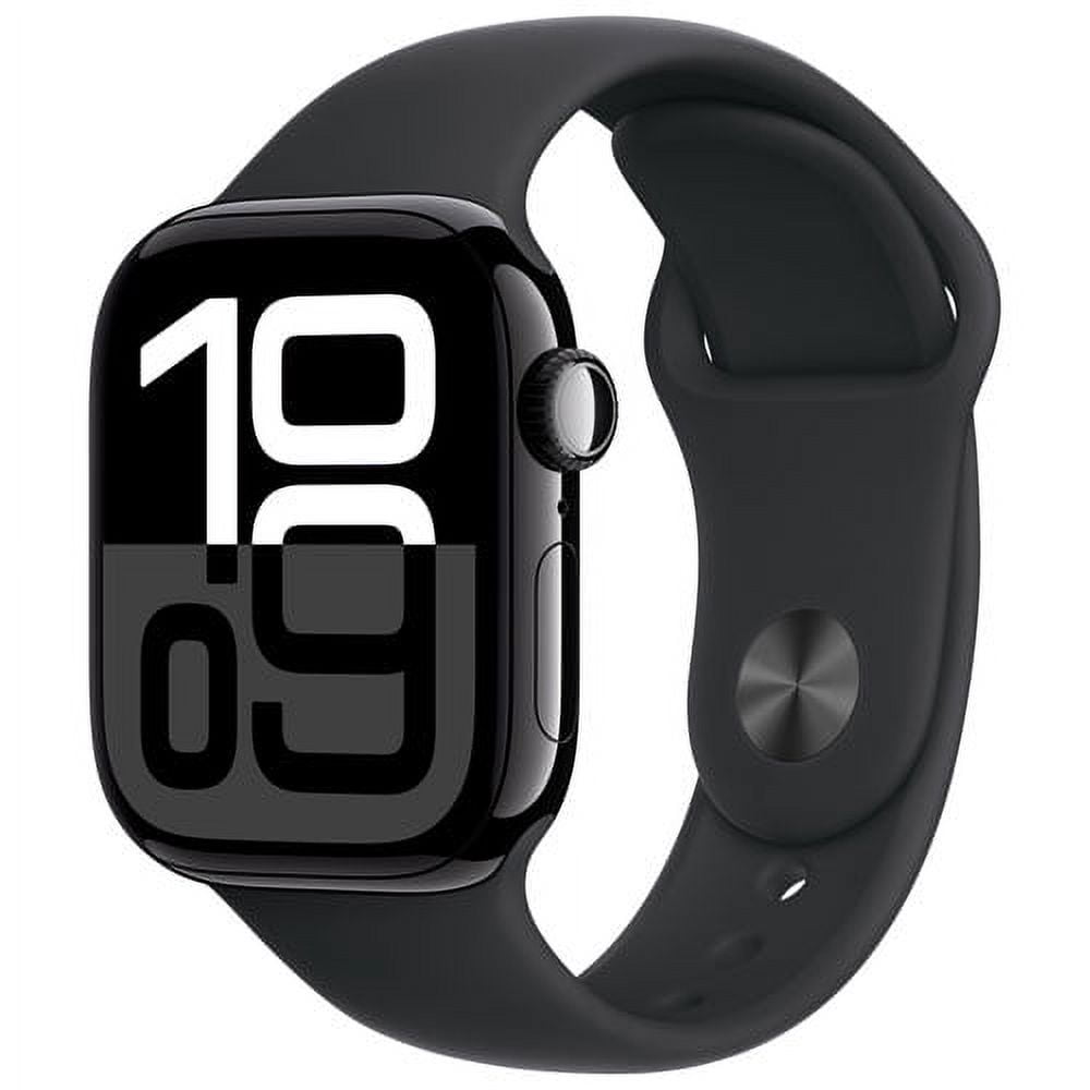 Refurbished (Good) - Apple Watch Series 10 (GPS) 42mm Jet Black Aluminum Case with Black Sport Band - Medium/Large