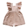 thumbnail image 1 of XDZJLR Girls' Jumpsuits & Rompers Baby Boys Playsuits Ruffled Fly Sleeve Newborn Linen Overalls Infant Summer Clothes Romper Light Pink 3-6 Months, 1 of 2