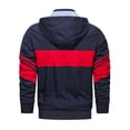 thumbnail image 4 of Qertyioot Men's Contrasting Color Hooded Zipper Casual Warm Windproof Pocket Motorcycle Jacket, 4 of 6