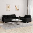 thumbnail image 1 of vidaXL 2 Piece Sofa Set with Cushions Black Fabric, 1 of 6