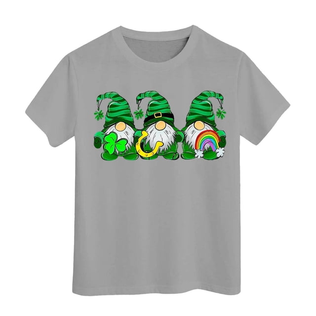 PMVFHDE Hauts d'Été pour Filles T-Shirts pour Fille Hauts Mignons Hauts Courts pour Fille Hauts de Sortie pour Fille T-Shirt à Manches Courtes pour Filles T-Shirt d'Été à Col Rond Coupe Décontractée T-Shirts Basiques Gris, 4-5 Ans
