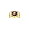 thumbnail image 1 of RYLOS Men's Rings Yellow Gold Plated Silver Designer Style 10X8MM Emerald Cut Shape Gemstone &  Diamonds Smoky Quartz June Birthstone Rings For Men Size 9, 1 of 5