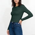 thumbnail image 3 of Ailaofu T-Shirts Ajustés à Manches Longues pour Femmes, Col Rond, Coupe Ajustée, Basiques, Unis, T-Shirts à Manches Longues pour Superposition, 3 of 5