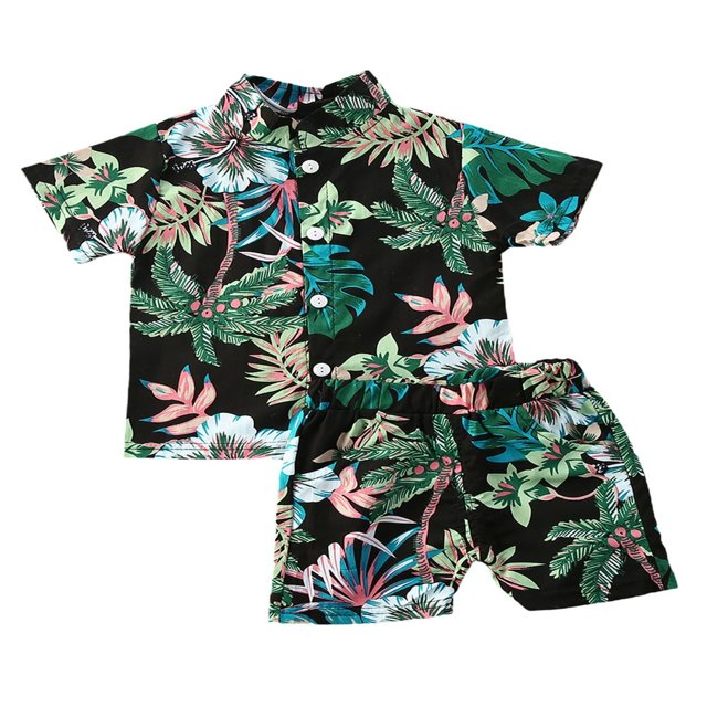 MesaSe Ensemble d'Été pour Garçons Chemise à Manches Courtes Col Rabattu Shorts