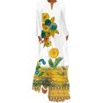 thumbnail image 2 of Robe Midi Femme Aguichant Imprimée Numérique Longue Robe Col en V avec Poches Robe à Manches Longues Robe d'Allaitement en Liquidation, 2 of 5